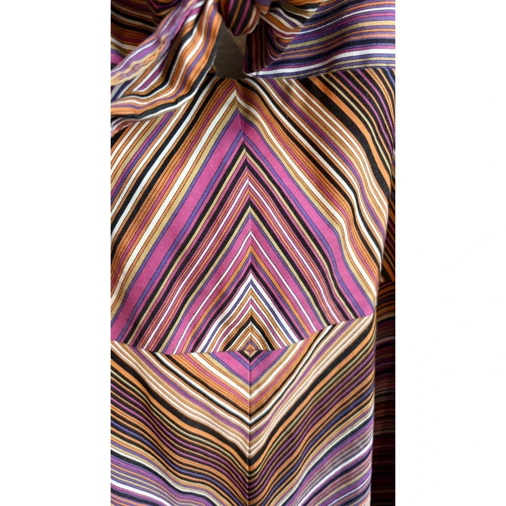 Trina Turk Halter Dress 6 Retro Psychedelic Striped Chevron Tie‎ Front Mini